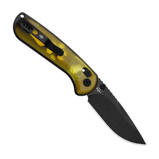 Kizer Cutlery Buddy II AEB-L 折り畳みナイフ, Amber PEI, Black PVD & Stonewash