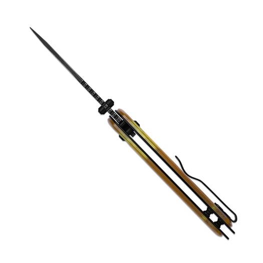 Kizer Cutlery Buddy II AEB-L 折り畳みナイフ, Amber PEI, Black PVD & Stonewash