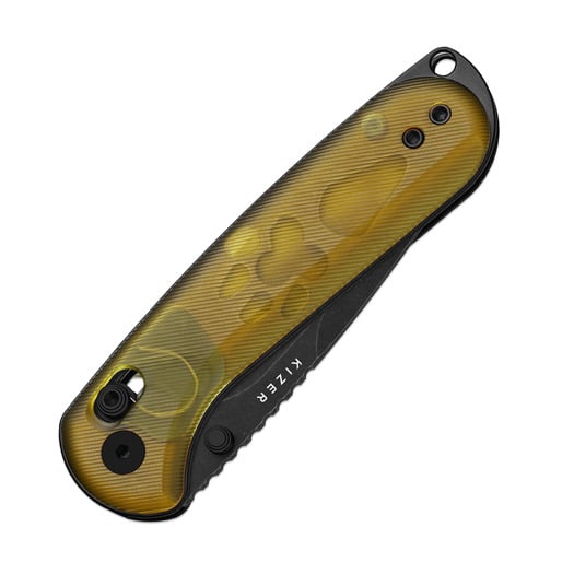 Kizer Cutlery Buddy II AEB-L 折り畳みナイフ, Amber PEI, Black PVD & Stonewash
