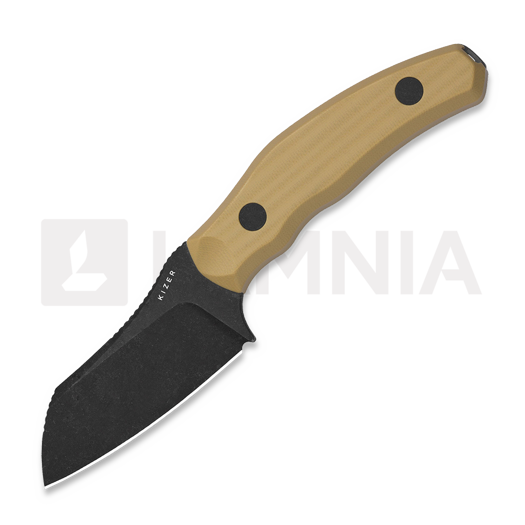 Kizer Cutlery Bulldog Fix 14C28N knife, Brown G-10, Black Stonewash