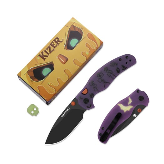 Kizer Cutlery C01C 2.9 BD 2026 Halloween Special vouwmes, Matte DLC Elmax, GID G-10 & Acrylic