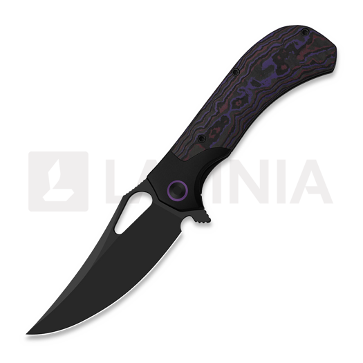 Saliekams nazis Kizer Cutlery Cyclone S35VN, Black Ti & Purple Haze FatCarbon, Matte DLC Ultra