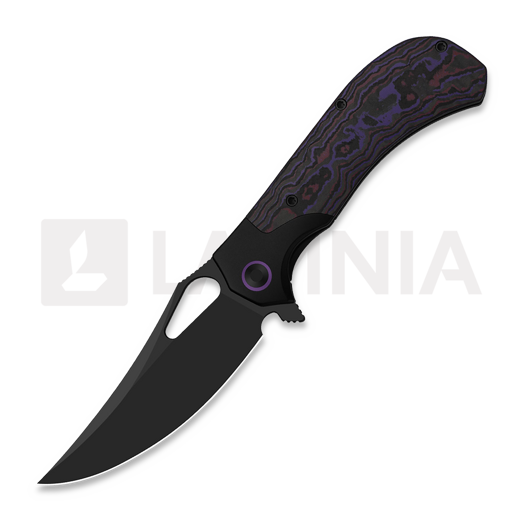 Saliekams nazis Kizer Cutlery Cyclone S35VN, Black Ti & Purple Haze FatCarbon, Matte DLC Ultra