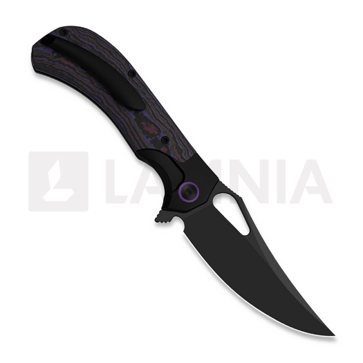 Kizer Cutlery Cyclone S35VN foldekniv, Black Ti & Purple Haze FatCarbon, Matte DLC Ultra