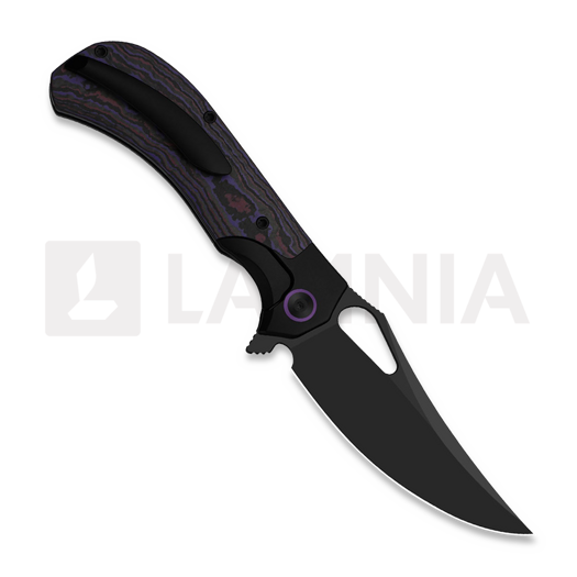 Kizer Cutlery Cyclone S35VN foldekniv, Black Ti & Purple Haze FatCarbon, Matte DLC Ultra