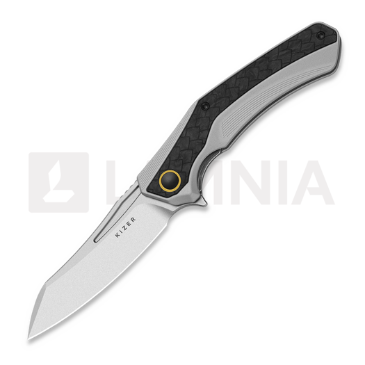 Kizer Cutlery Draca S45VN vouwmes, Gray Titanium & Carbon Fiber, Stonewash