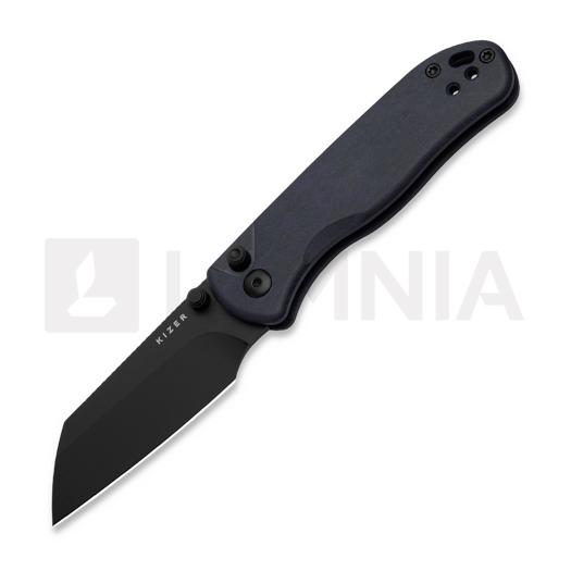 Kizer Cutlery Drop Bear 2 Button Lock 折叠刀, Blue Richlite, Matte DLC