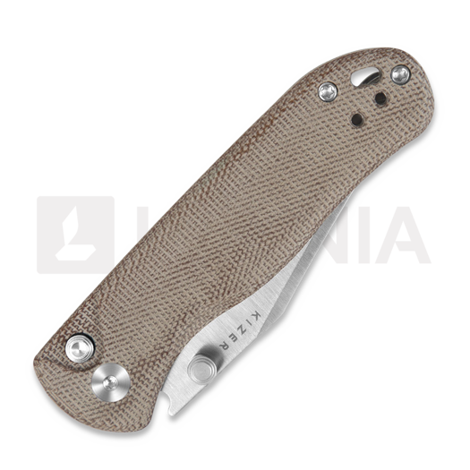 Складной нож Kizer Cutlery Drop Bear 2 Button Lock, Brown Micarta, Satin