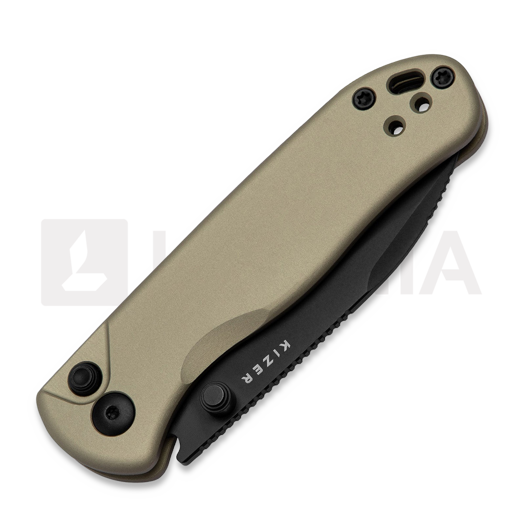 Kizer Cutlery Drop Bear 2 Button Lock kääntöveitsi, Tan Aluminum, DLC