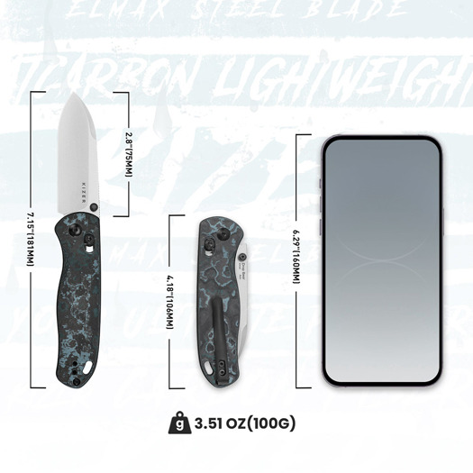 Kizer Cutlery Drop Bear Clutch Lock CF kääntöveitsi