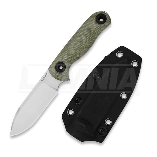 Kizer Cutlery Drop Bear Fix 3 14C28N Messer, Green Micarta, Stonewash
