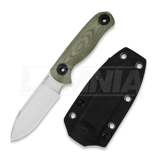 Coltello Kizer Cutlery Drop Bear Fix 3 14C28N, Green Micarta, Stonewash