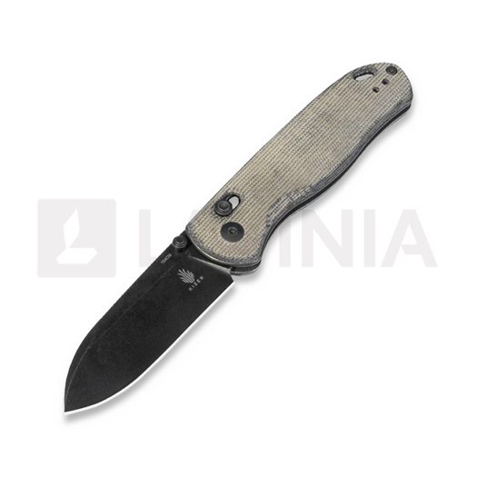 Kizer Cutlery Drop Bear Green Micarta 접이식 나이프, Black Stonewash