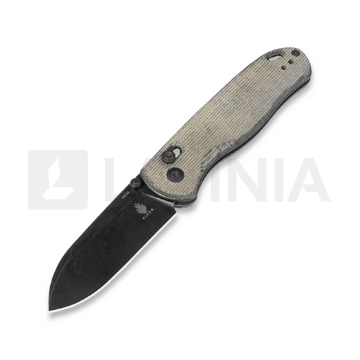 Kizer Cutlery Drop Bear Green Micarta folding knife, Black Stonewash