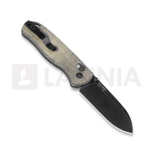 Kizer Cutlery Drop Bear Green Micarta sulankstomas peilis, Black Stonewash