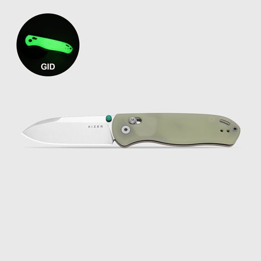 Kizer Cutlery Drop Bear Nitro-V foldekniv, Glow In the Dark G-10, Stonewash