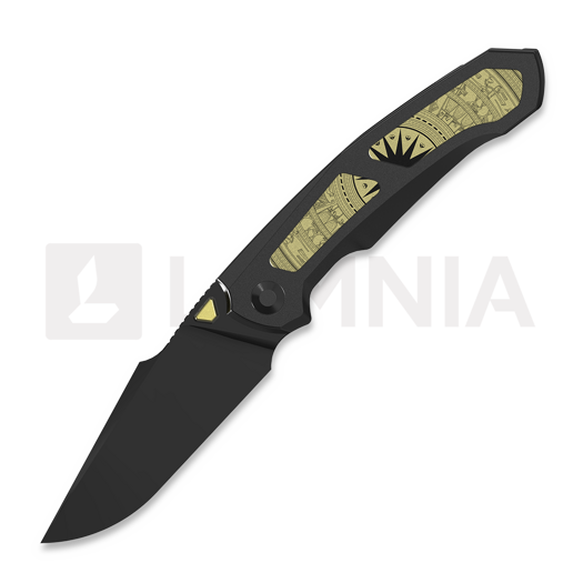 Kizer Cutlery Feweed XL S90V 접이식 나이프, Black Titanium & Gold Aluminum, Matte DLC Ultra