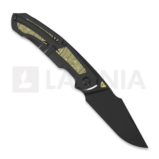 Briceag Kizer Cutlery Feweed XL S90V, Black Titanium & Gold Aluminum, Matte DLC Ultra