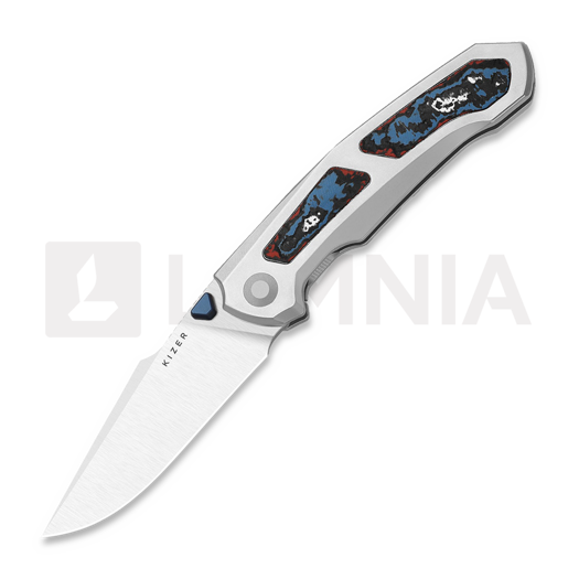Kizer Cutlery Feweed XL S90V kääntöveitsi, Gray Titanium & Nebula FatCarbon, Satin