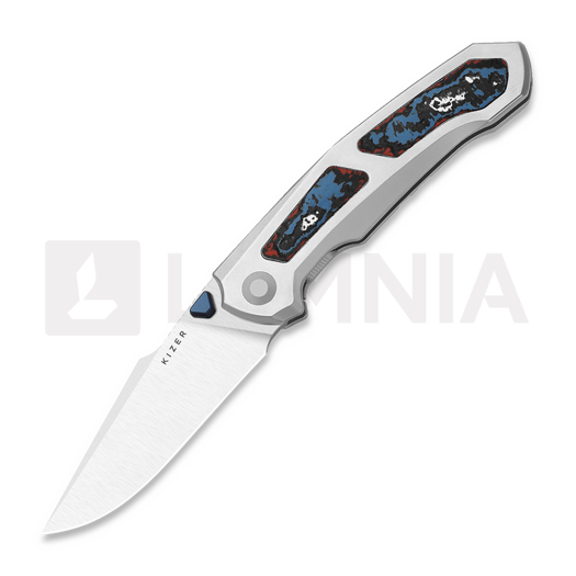 Kizer Cutlery Feweed XL S90V 접이식 나이프, Gray Titanium & Nebula FatCarbon, Satin