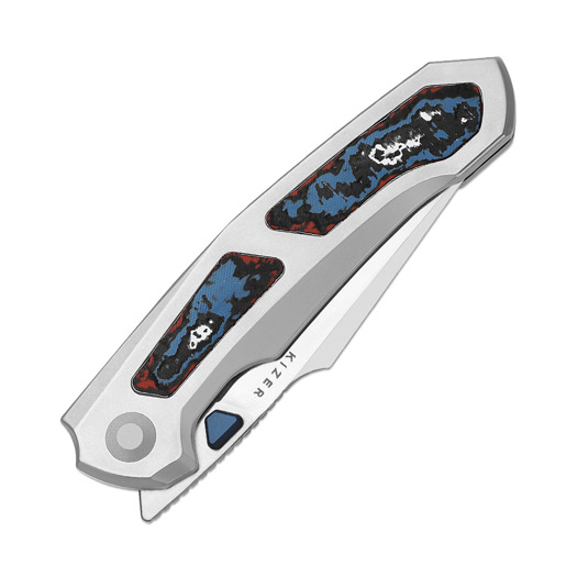 Kizer Cutlery Feweed XL S90V folding knife, Gray Titanium & Nebula FatCarbon, Satin