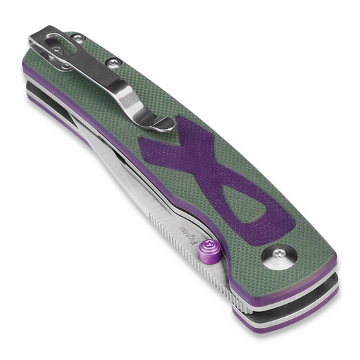 Kizer Cutlery Fighter Linerlock sulankstomas peilis, Purple/Green G-10, Satin