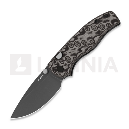 Kizer Cutlery Glaux 14C28N סכין מתקפלת, Black/Gray Vortex Micarta, Gray Stonewash PVD