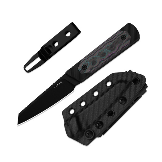 Coltello Kizer Cutlery Hallow 10V, Black Aluminum & Jazzy Camo Carbon