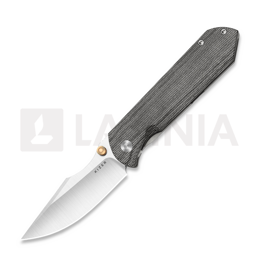 Couteau pliant Kizer Cutlery Harpoon Fold Elmax, Gray Titanium & Black Norplex UltreX, Satin
