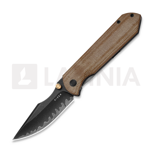 Kizer Cutlery Harpoon Fold Laminate fällkniv, Gray Titanium & Brown Norxplex UltreX