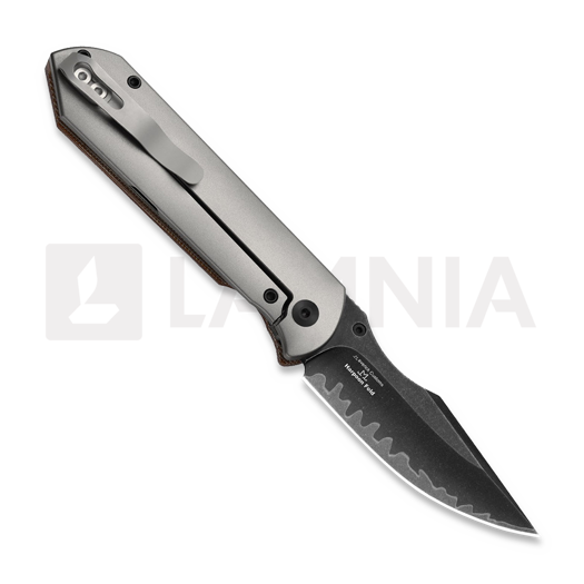 Navaja Kizer Cutlery Harpoon Fold Laminate, Gray Titanium & Brown Norxplex UltreX