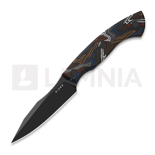 Kizer Cutlery Hissbite 3V ナイフ, Multicolor Damascus G-10