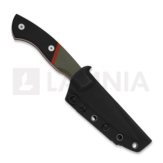 Kizer Cutlery Hissbite AEB-L kniv, OD Green/Black/Red G-10, Satin