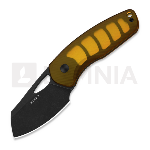 Kizer Cutlery Hornet 14C28N veitsi, Amber PEI, Black PVD & Stonewash