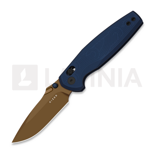 Складной нож Kizer Cutlery Khamsin Nitro-V, Patterned Navy Blue Aluminum, Sunset Metal PVD