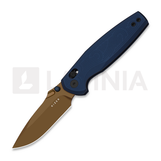 Kizer Cutlery Khamsin Nitro-V folding knife, Patterned Navy Blue Aluminum, Sunset Metal PVD