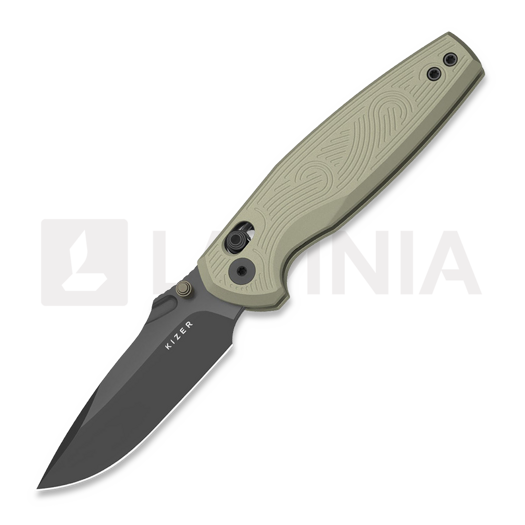 Saliekams nazis Kizer Cutlery Khamsin Nitro-V, Patterned Sand Aluminum, Stonewash Gray PVD