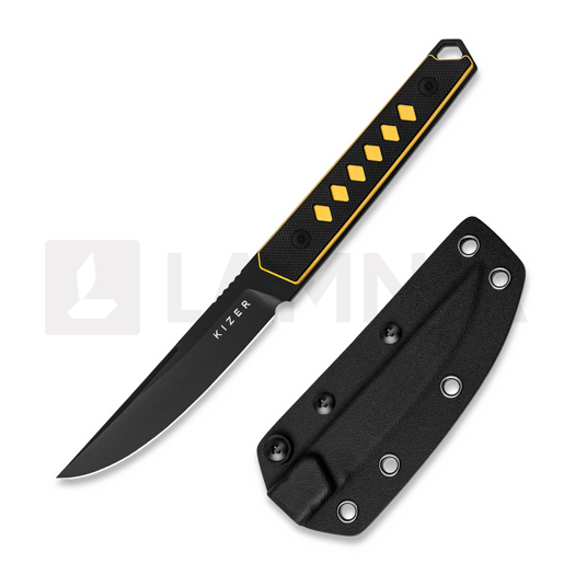 Kizer Cutlery Kwaiken Nitro-V ナイフ, Black & Yellow G-10