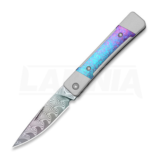 Kizer Cutlery Little Grand Rainbow Damascus fällkniv, Gray Aluminum & Crystallized Ti