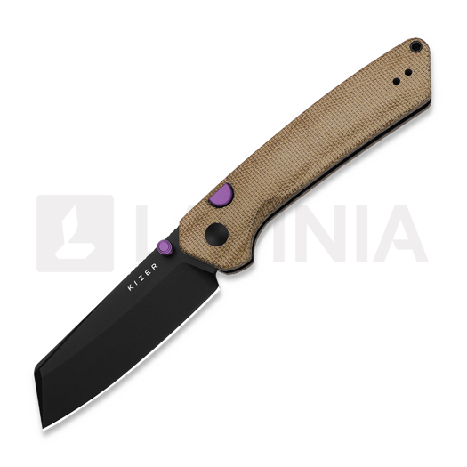 Kizer Cutlery Madrac 14C28N 접이식 나이프, Brown Norplex Ultrex, Black PVD