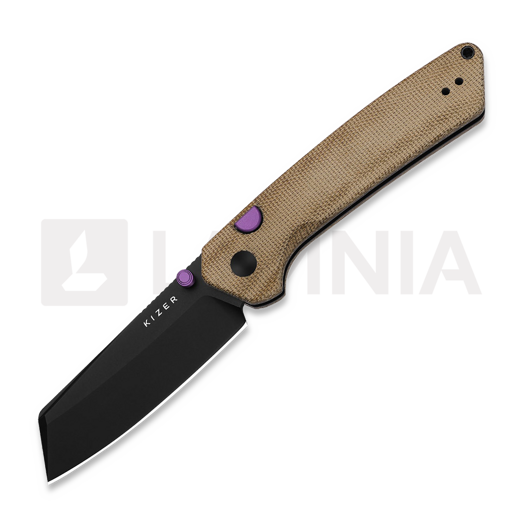Kizer Cutlery Madrac 14C28N folding knife, Brown Norplex Ultrex, Black PVD