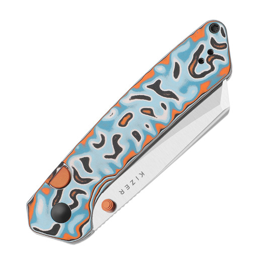 Coltello pieghevole Kizer Cutlery Madrac 14C28N, Multicolor Vortex Micarta, Satin