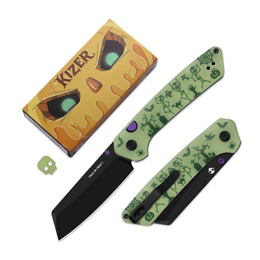 Kizer Cutlery Madrac 2026 Halloween Special vouwmes, Black PVD 14C28N, GID G-10