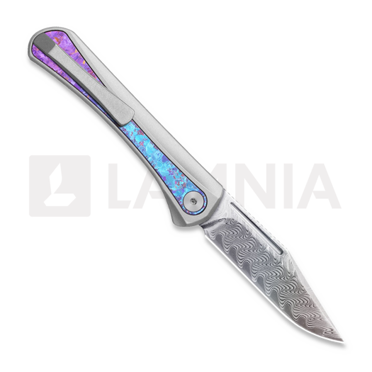 Kizer Cutlery Melody Rainbow Damascus foldekniv, Silver & Crystallized Titanium