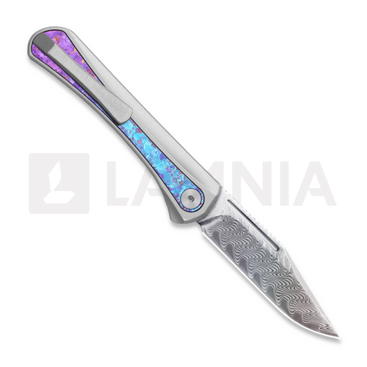 Kizer Cutlery Melody Rainbow Damascus foldekniv, Silver & Crystallized Titanium