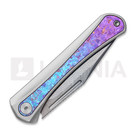 Kizer Cutlery Melody Rainbow Damascus foldekniv, Silver & Crystallized Titanium