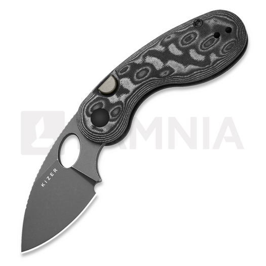 Kizer Cutlery Microbe 14C28N 접이식 나이프, Black Vortex Micarta, Stonewashed