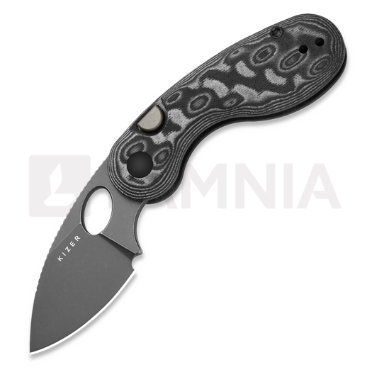Navalha Kizer Cutlery Microbe 14C28N, Black Vortex Micarta, Stonewashed