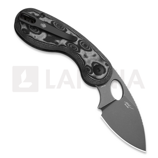 Kizer Cutlery Microbe 14C28N sulankstomas peilis, Black Vortex Micarta, Stonewashed