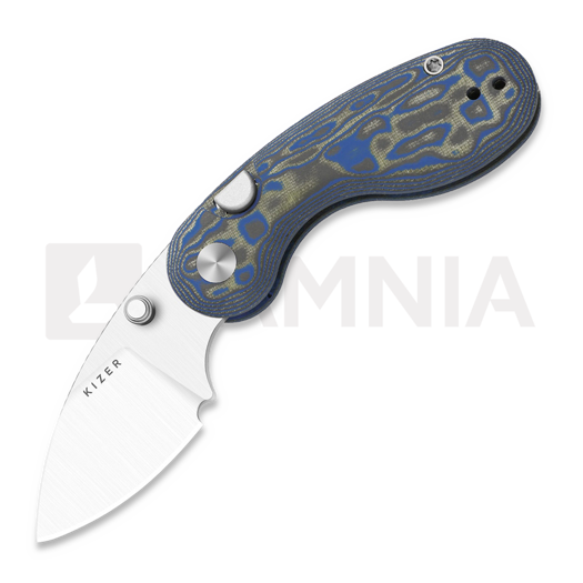 Kizer Cutlery Microbe 14C28N 접이식 나이프, Blue Vortex Micarta, Stonewashed
